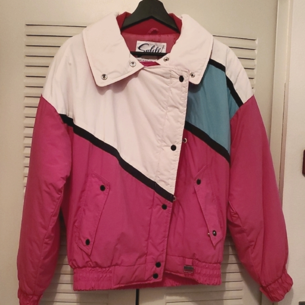 REDUCED: Ski/ Snow Jacket in Pink, White, Black and Light Blue, Great Condition!